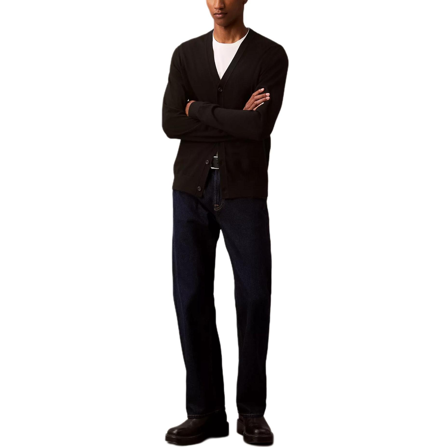 

Calvin Klein Теплый Удобный Мягкий Вязаный Свитер с V-образным Вырезом и Длинным Рукавом Мужской топ Черный 40QM317-001 S