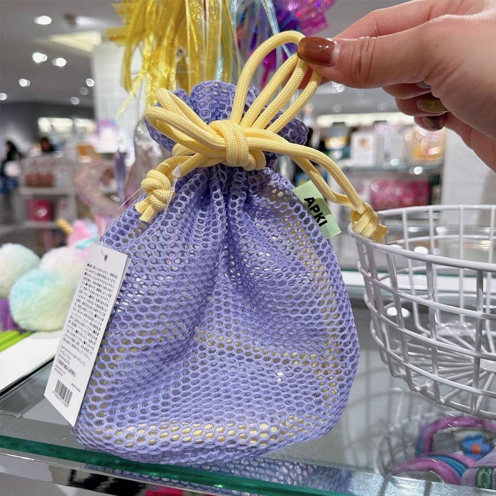 Reusable Mesh Drawstring Bag Ultra Light Travel Toiletry Bag Makeup Storage Bag Cosmetic Pouch