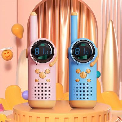 Pachet de 2, walkie-talkie jucărie mic și drăguț pentru copii cu o rază de acțiune de 3 kilometri