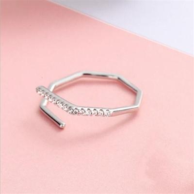 New Fashion Personality Diamond 925 Sterling Silver Jewelry Temperament Geometric Bamboo Exquisite Opening Rings  R069