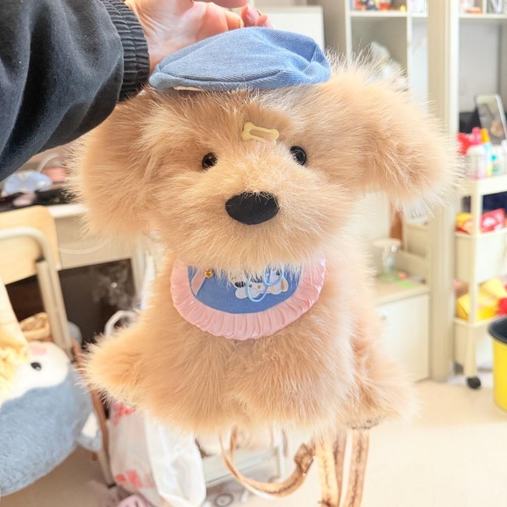 Kawaii Dog Plush Doll Knapsack Fluffy Stuffed Animal School Bag Puppy Plush Backpack  Students