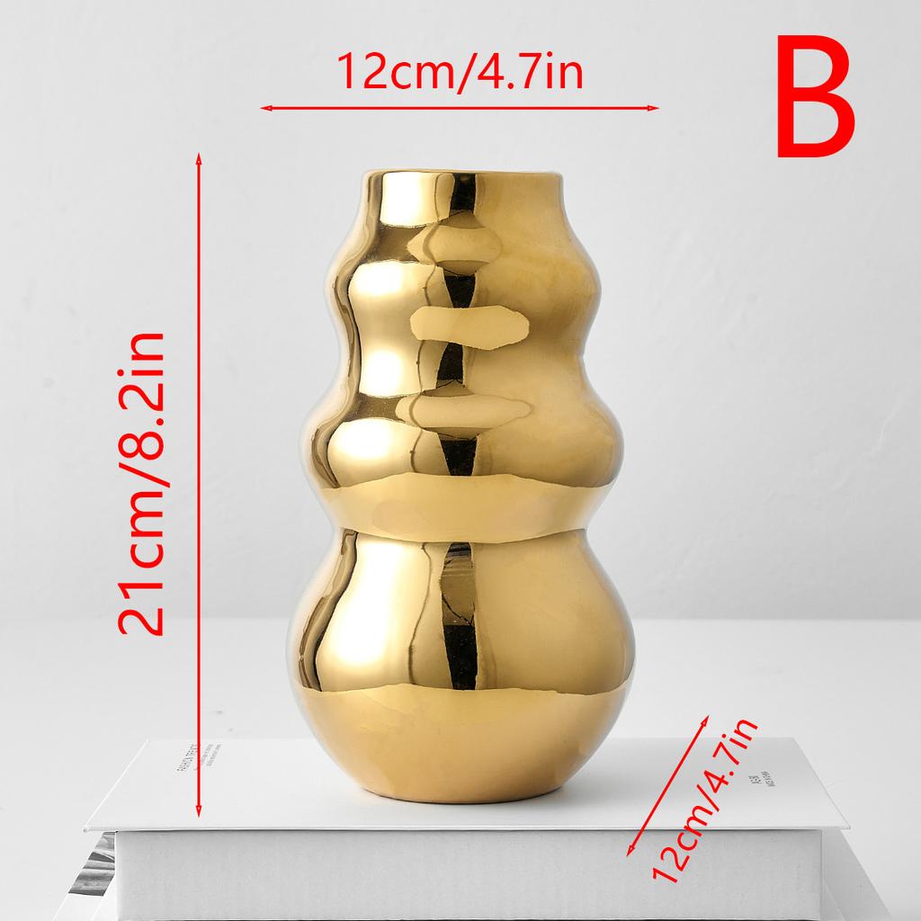 Moderne Galvanisierte Gold Keramikvase Wohnzimmer Blumenarrangement Ornamente Moderne Irreguläre Kunst Hydrokulturvase Dekoration