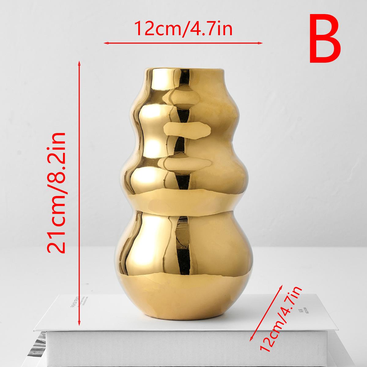 

Современная керамическая ваза с золотым гальваническим покрытием для гостиной, украшения для цветочной композиции, современная ваза неправильной формы для гидропоники, декор