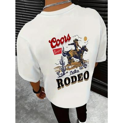 [T-shirt Cowboy Décontracté] T-shirt d'été décontracté à imprimé cowboy - T-shirts à manches courtes pour hommes