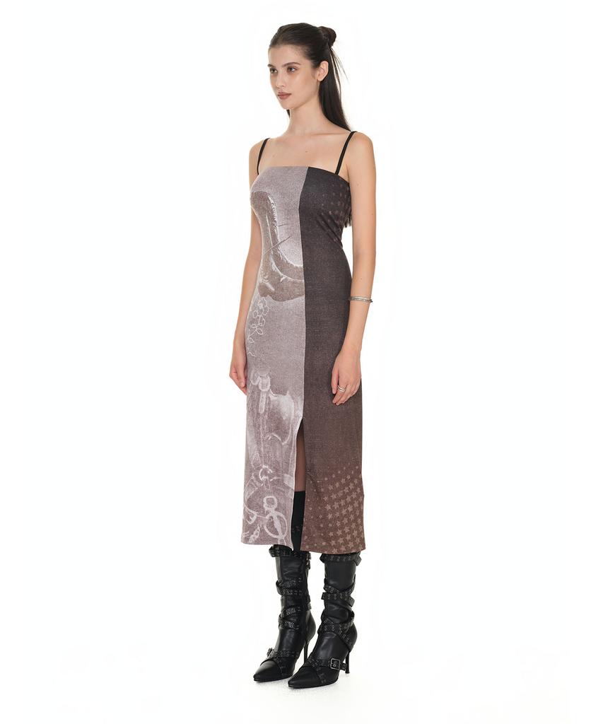 Too Much Tax Cowgirl Printed Dress Brown