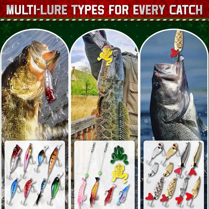 Christmas Advent Toy 24 Days Fishing Bait Set Fishing Bait Advent Toy For Father Boyfriend Grandfather Uncle Neighbor Grandpa