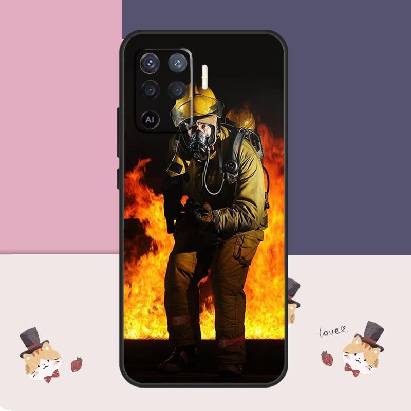 Fire Fighter Hero Case For Oppo A94 A74 A54 A18 A38 A58 A78 A98 A80 A60 A40 A96 A76 A16 A15 A17 A57 A77 A5 Pro