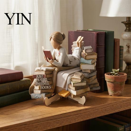 Minimalist Decorative Home Accessories Wooden Reading Desktop Ornaments for Office Decor, Figurine, Sturdy Durable Pieces Creative Art Craft