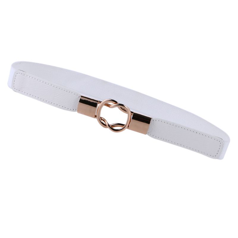 Lady Faux Leather Belt Fashion Casual Double Loop Buckle Belt