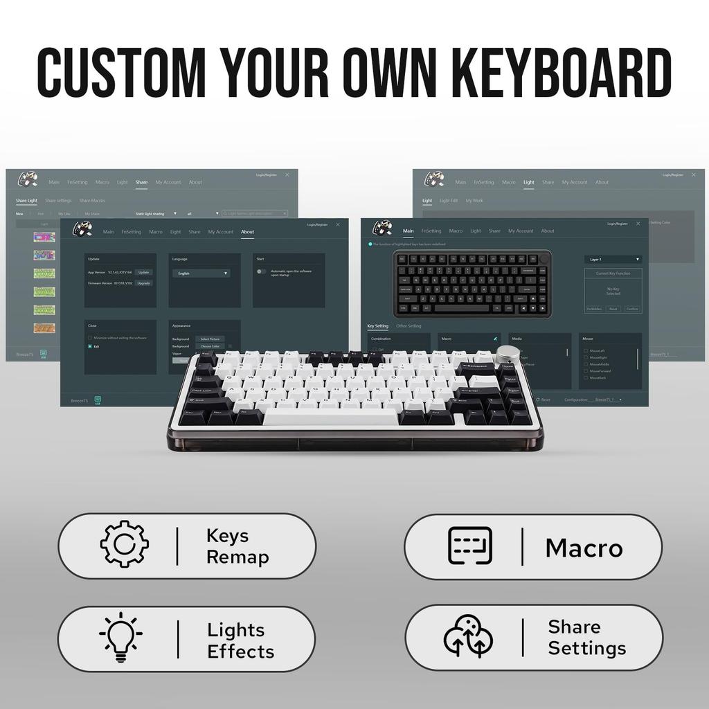 [KiiBOOM] Breeze 75 Bezdrátová mechanická klávesnice – Klávesnice