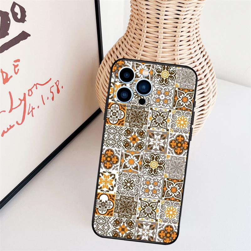 

Винтажный ретро чехол для телефона с цветочным узором в клетку для iPhone 17 Pro Max 16 15 11 12 13 14 Pro Max mini 15 16 Plus 16e 17 Air Cover For iPhone 11