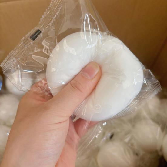 White Steamed Bun Squeeze Toy Stress Relief Slow Rising Egg Yolk Puff Sensory Toy Soft Stress Ball Stretchy Simulated Food Pinch Fidget Toy