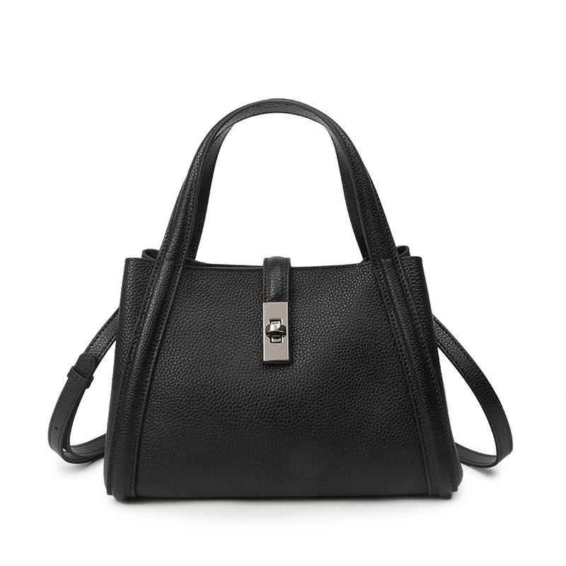 

2025 Handheld Crossbody Cowhide Bucket Bag for Office Workers - Large Capacity