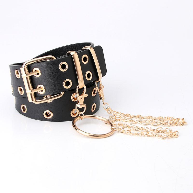 Punkinspired Pu Chain Waist Belt For Streetwear And Hiphop Style Women