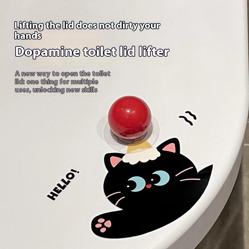 Cat Shaped Handheld Toilet Seat Cover Opener Ball Design Lid Lifter For Bathroom Hygienic Tool