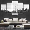 5 Pieces Toronto Skyline Landscape Canvas Painting Black and White City View Posters and Prints Wall Picture Home Decor No Frame
