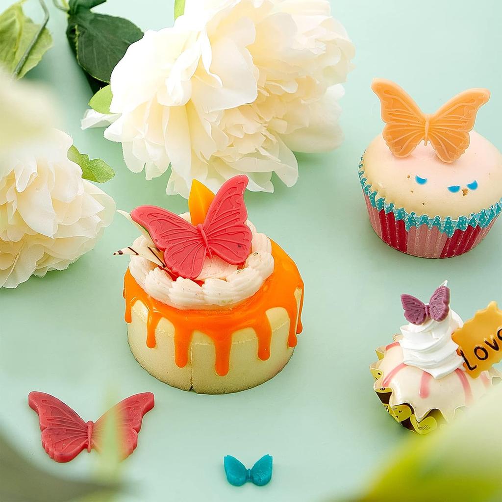 Patelai 5 Pcs Mini Butterfly Silicone Molds Cute Butterfly Fondant Cupcake Topper Chocolate Candy Resin Epoxy Molds for Sugarcraft Cake Decorating,