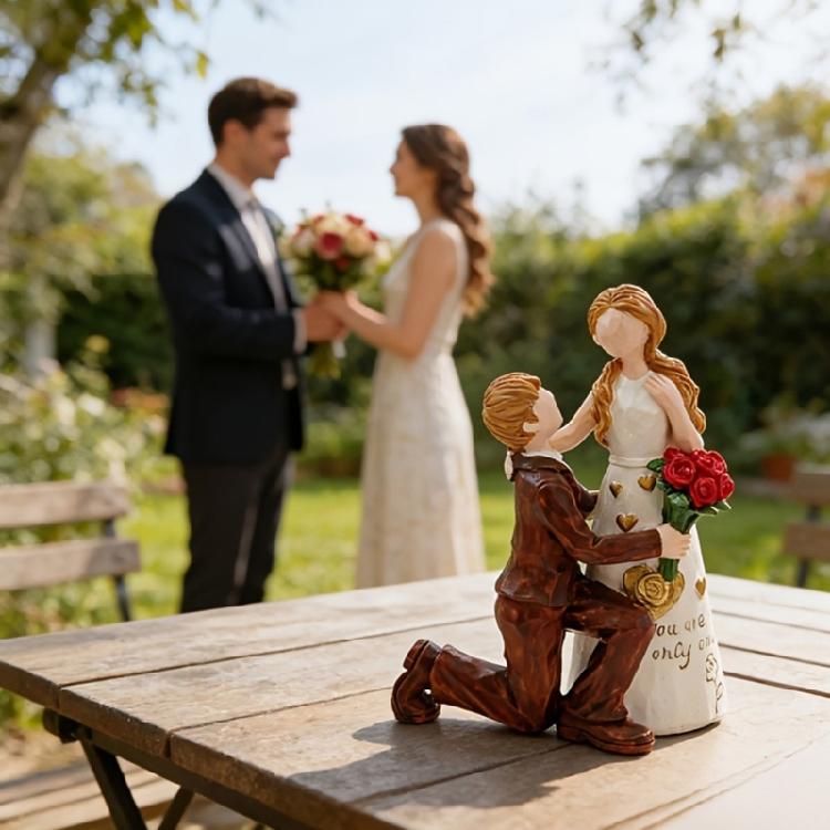 Romantics Couple Figure Resin Proposal Lover Statue Meaningful Gift For Wedding Anniversary Parties Cake Toppers Decors