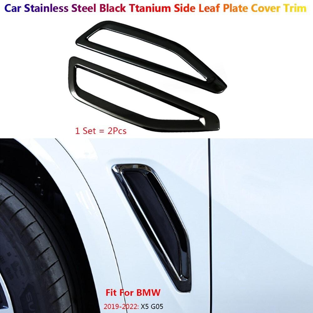 2x Black Stainless Car Side Fender Air Vent Cover Trims For BMW X5 G05 -