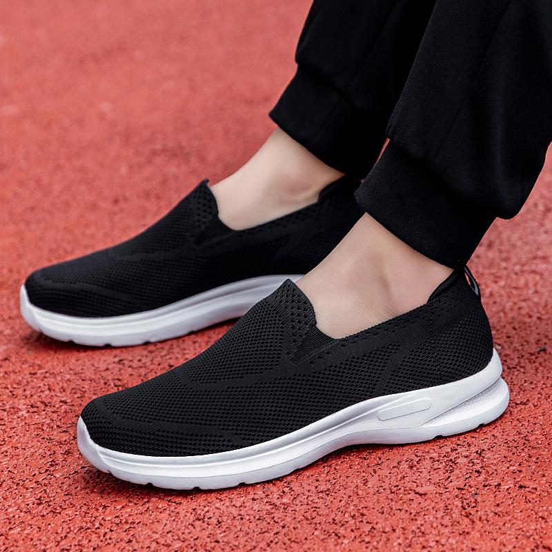 Couples Slip-on Casual Shoes Lightweight Flats Breathable Knitted Loafers Women Men Comfortable Daily Walking Shoes