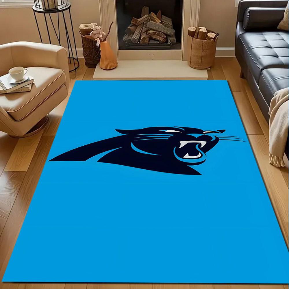 Blue Panther Logo Design Patterned carpet, non slip mat suitable for living room and bedroom sofas