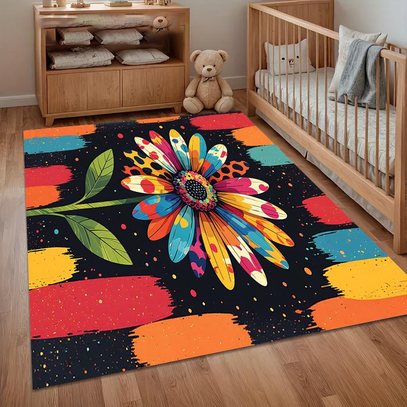 

1pc Area Rug Carpet Soft Non Slip Splatter Pink Purple Floral Abstract Floor Mat for Bedroom Living Room Kids Room Home Decor 40cm x 60cm