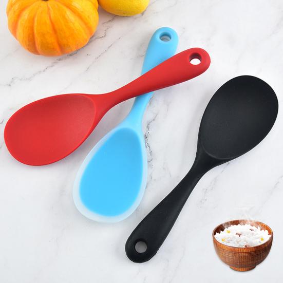 Silicone Rice Spoon Solid Color Non-stick Meal Pot Pan Scoop Kitchen Utensils