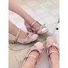 Inner Heightening Satin Thick-heeled Bow Mary Jane Shoes Women's 2025 Soft-soled One-word Strap High-heeled Single Shoes