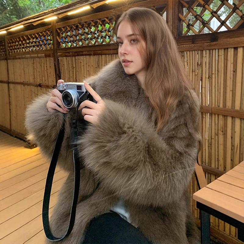Women's Imitation Fox Fur Coat Women's Autumn and Winter Environmental Protection Fur Mid-length Fur Coat