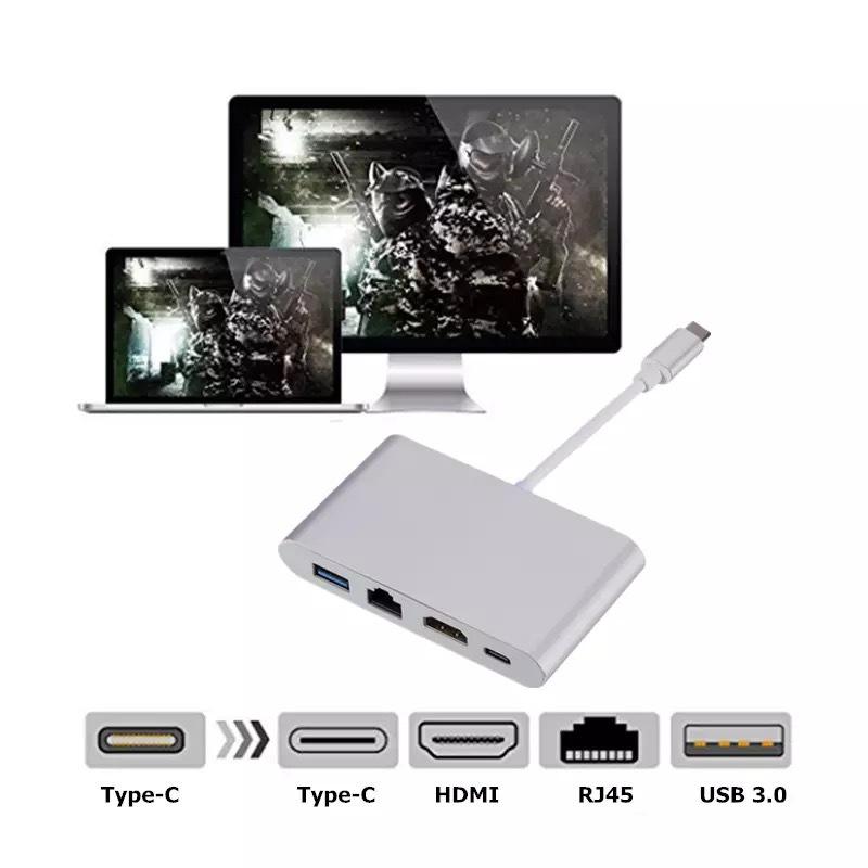 4-in-1 USB-C Hub: HD 4K Type-C Expansion Dock for Laptops & Mobile Phones