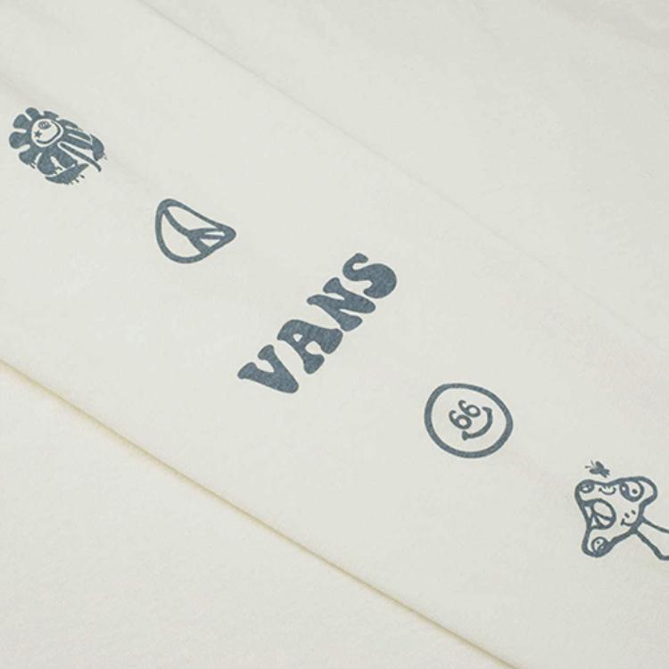 Vans Strawberry Print Crew Neck Pullover Long Sleeve T-Shirt Women Tops Off-white VN0A5F6AFS8