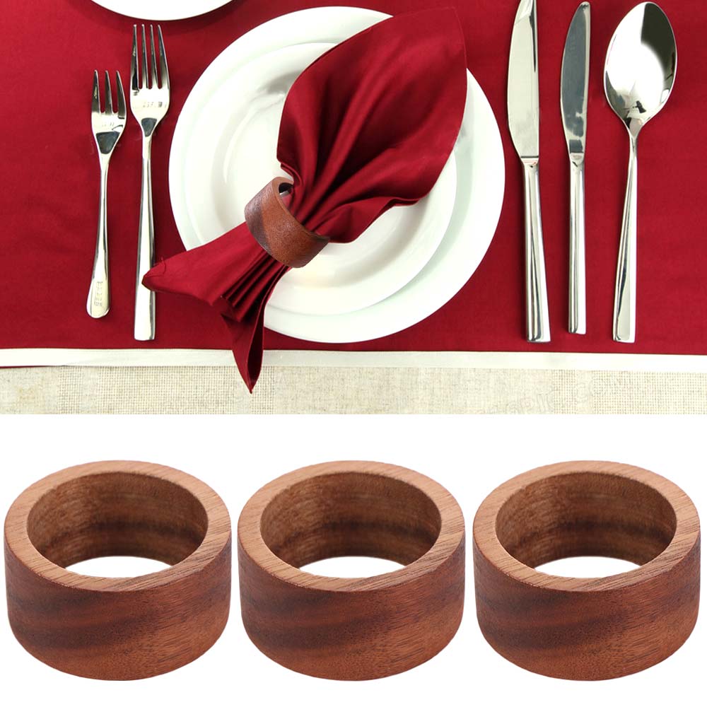 3PCS Wood Wooden Napkin Rings Versatile Table Napkin Holder Simple Napkin Buckle  Home