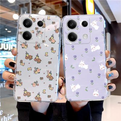 Květiny vzorované měkké silikonové průhledné pouzdro pro Xiaomi Redmi Note 13 Pro Poco Samsung A55 A54 A34 A15 S24 M35 iPhone 11 12 13 14 15 Nárazuvzdorný kryt