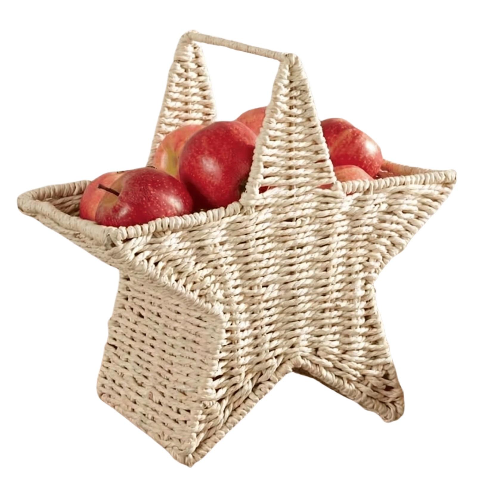

Handwoven Star Shaped Storage Basket with Handle Natural Paper Rope Material Decorative Organizer for Home and Office Use One Size