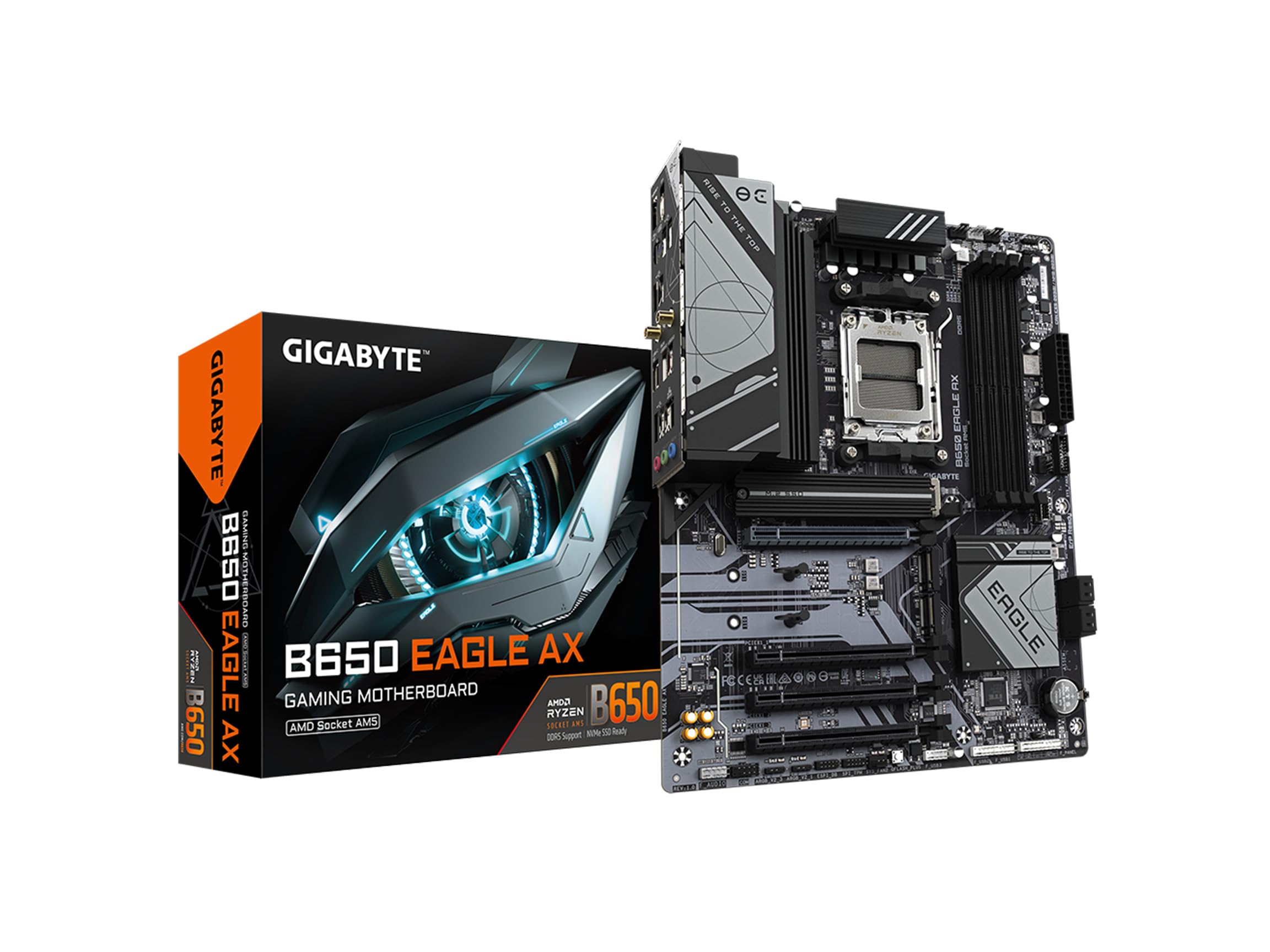 

GIGABYTE B650 EAGLE AX AMD Ryzen 7000/8000 Series Processors Compatible Socket AM5 DDR5 ATX Motherboard B650 EAGLE AX MB6461
