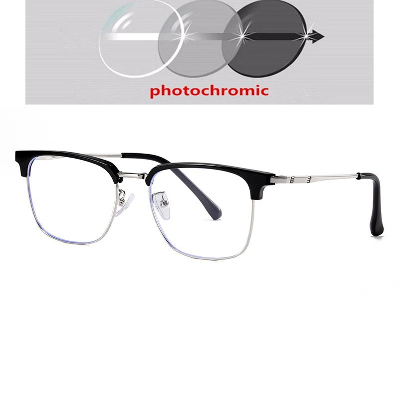 Prescription 0 -0.5 -0.75 To -6.0 Half Frame Square Nearsighted Glasses For Men Retro Anti Blue Rays Myopes Lunettes Male