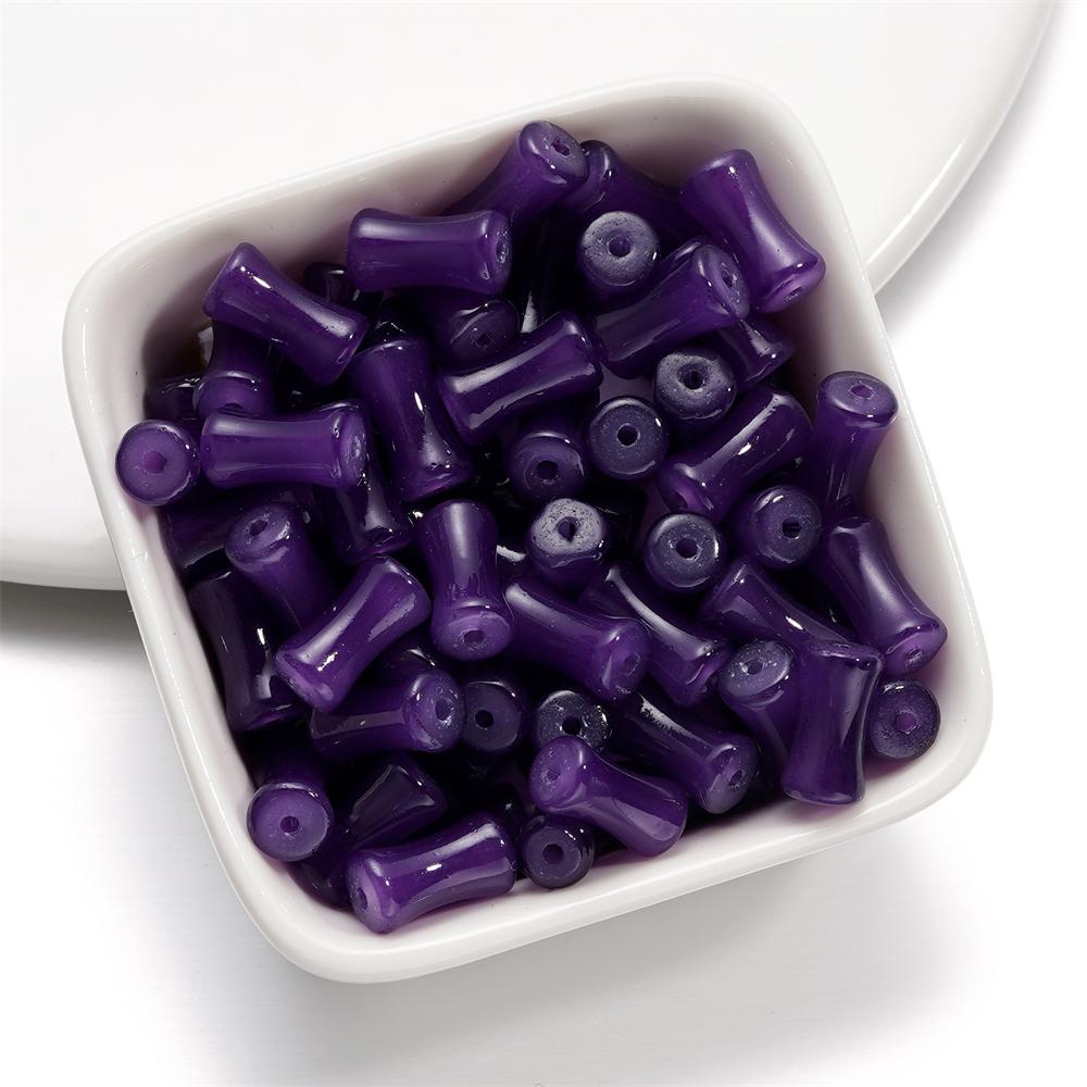 30Pcs 6.5x11.5mm Imitation Jade Bamboo Joint Charm Glass Loose Beads for DIY Handmade Jewelry Bracelet Necklace Making Supplies