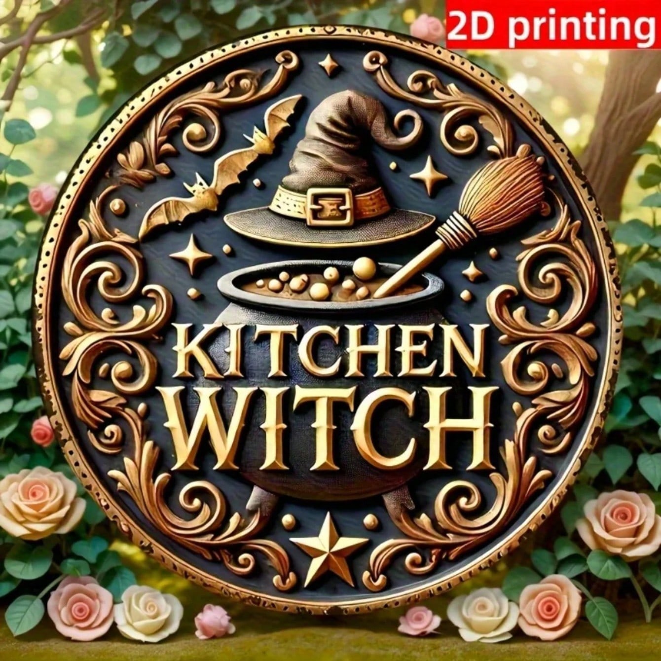 

Gothic Witch Wall Art Kitchen Decor Halloween Metal Tin Sign різнокольоровий