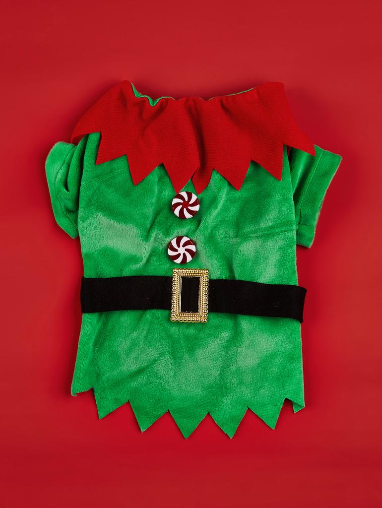 Dog Spirit COS Clothes for Small Dogs  T-Shirt Costume Puppy Pajama with Belt Candy shaped Buttons Doggie Pet Warm Clothes Soft