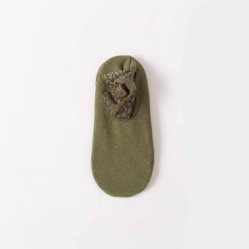 German Velvet Short Socks with Lace Trim, Thickened Warm Silicone Anti-slip Floor Socks for Autumn and Winter, Low-top Loose Short Socks for Women