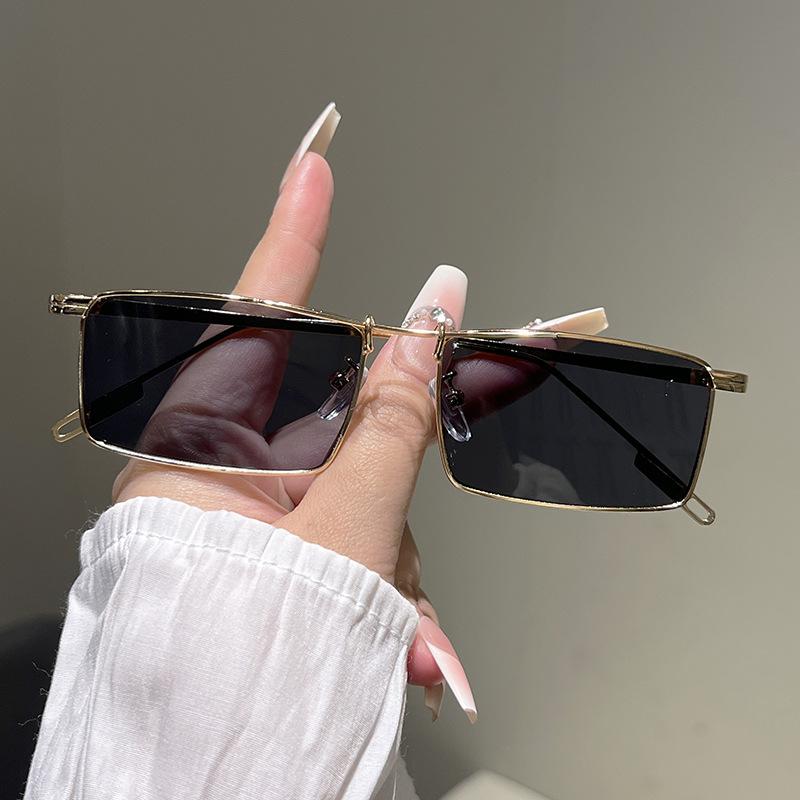 Metal Frame Sunglasses Ultra-Light Driving Shades Retro Narrow Rectangle Sunglasses Skin-Friendly Vintage Sunglasses For Driving