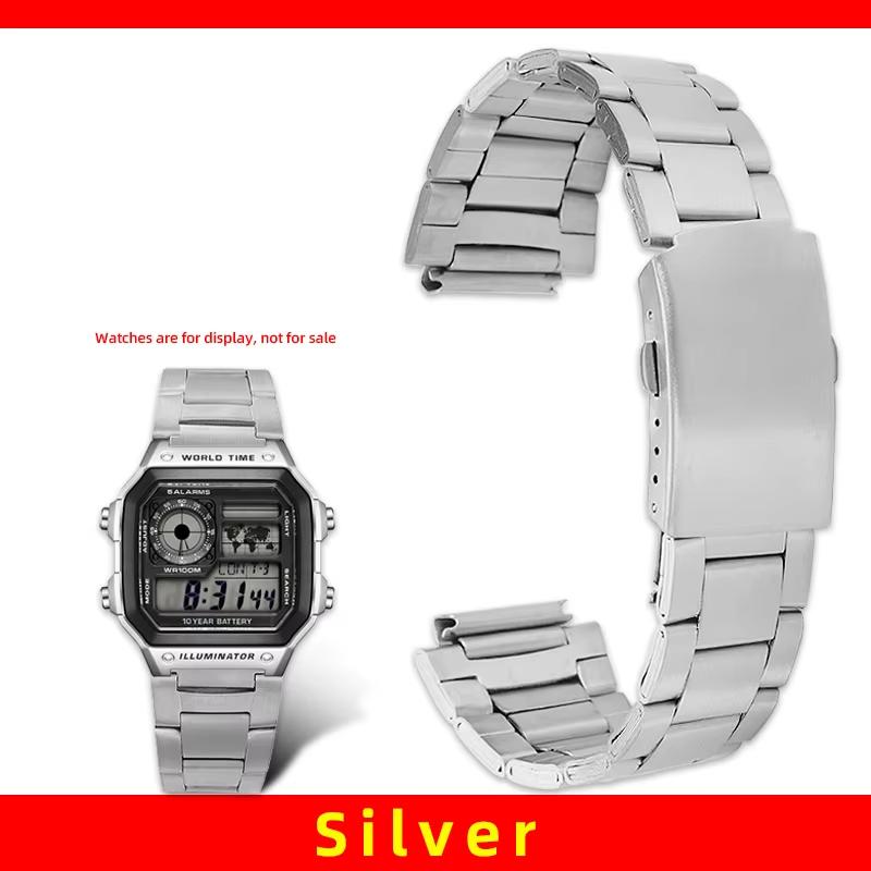 Für Casio Uhr AE-1200/1300 F-91W SGW400 F84 A158W/168 W-216H AE1200 Metall Edelstahl Uhrenarmband 18mm Herrenarmband Armband