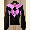 Autumn Korean Chic Tops Are Fashionable Unique Lazy Black Diamond Knitted Sweater