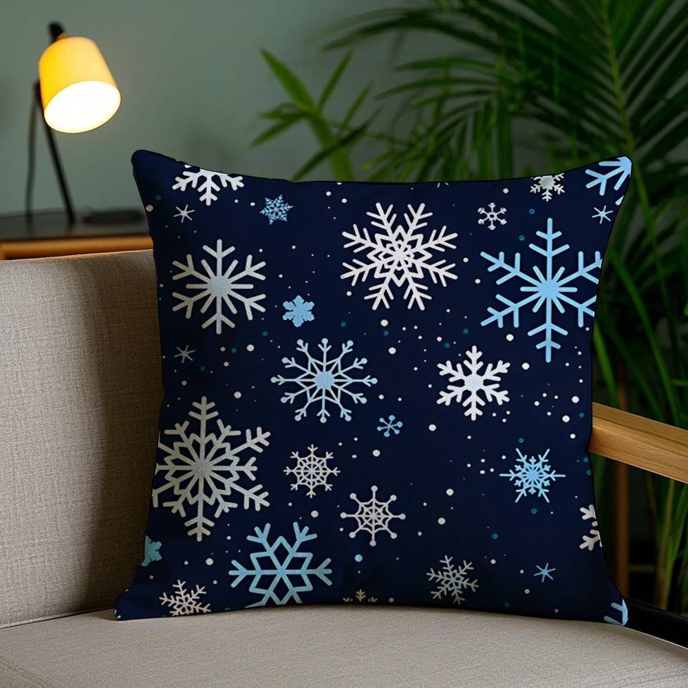 Christmas Snowflake Pattern Cute Pillow Case Anti-Dustmite Invisible Zipper Sofa Bed