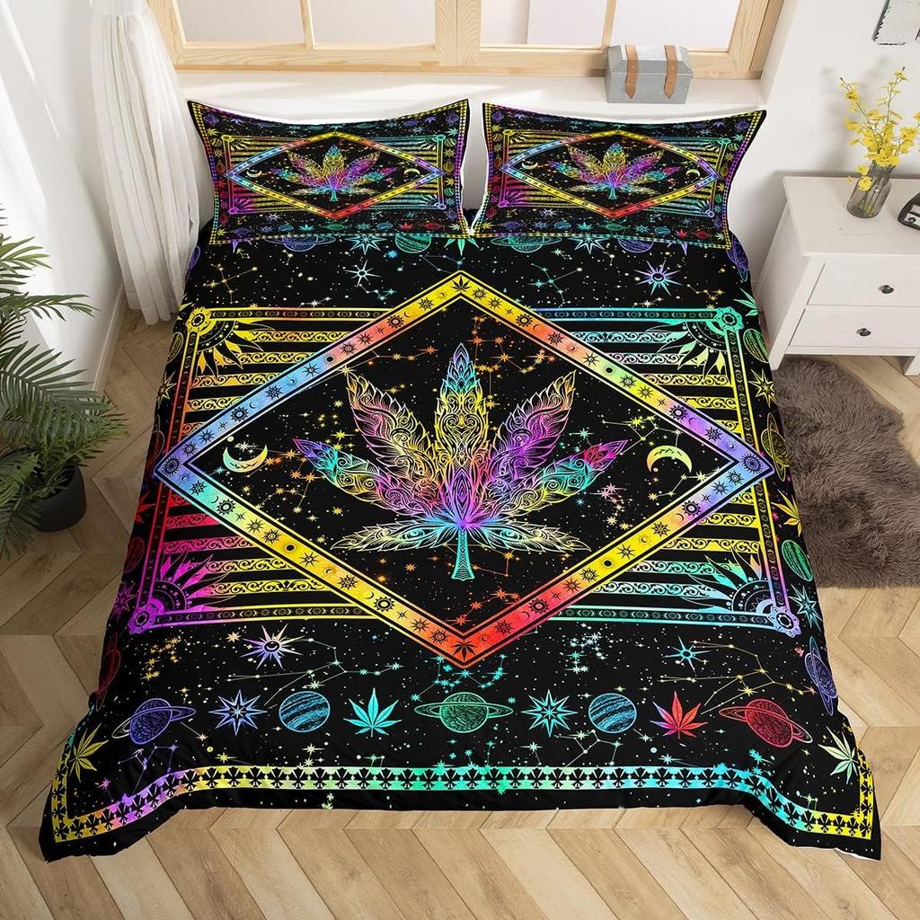 Sun and Moon Psychedelic Duvet Cover Set King Size Geometric Creative Colorful Bedding Children Teenagers Adult Room Decoration