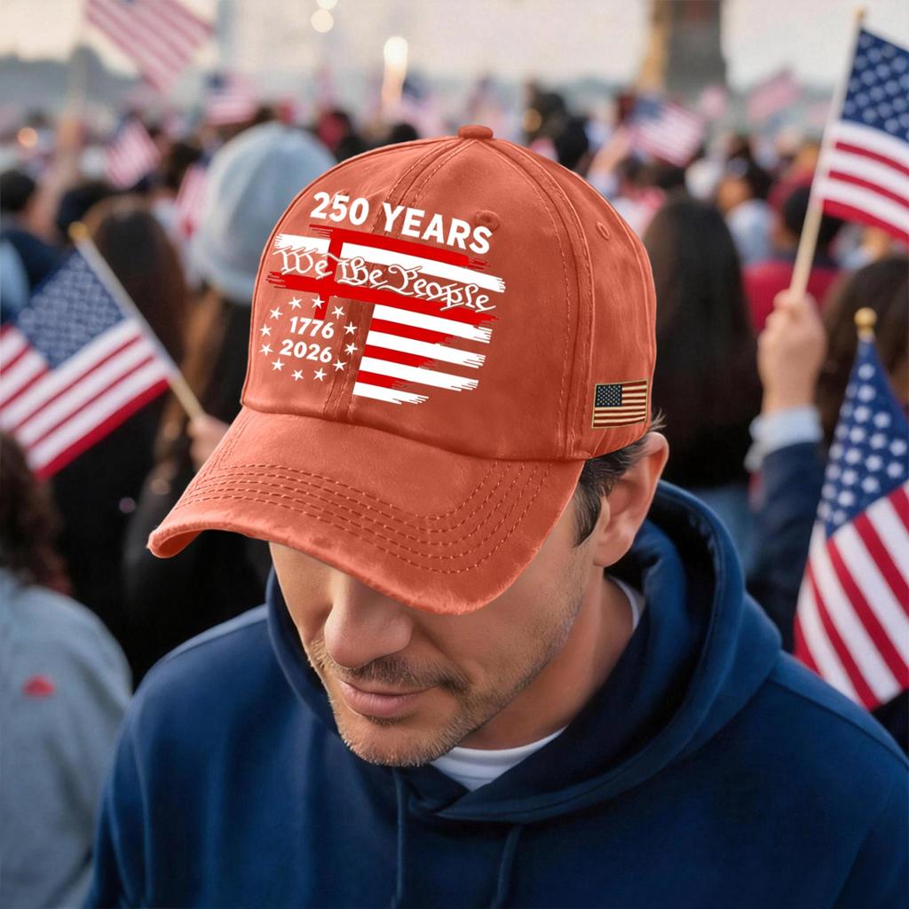 Men's and Women's Matching American 250th Anniversary Anniversary Embroidered Vintage Washed Baseball Cap