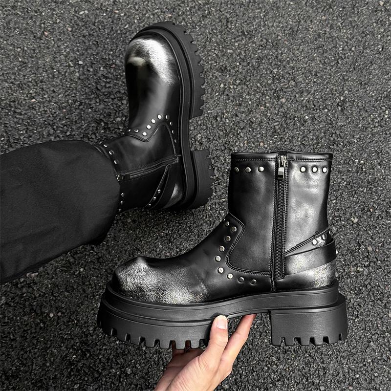 Fashion High top men's leather shoes Luxury styles by fashion designers Outdoor street Trendy youth thick soled shoes 38-46 Hot selling