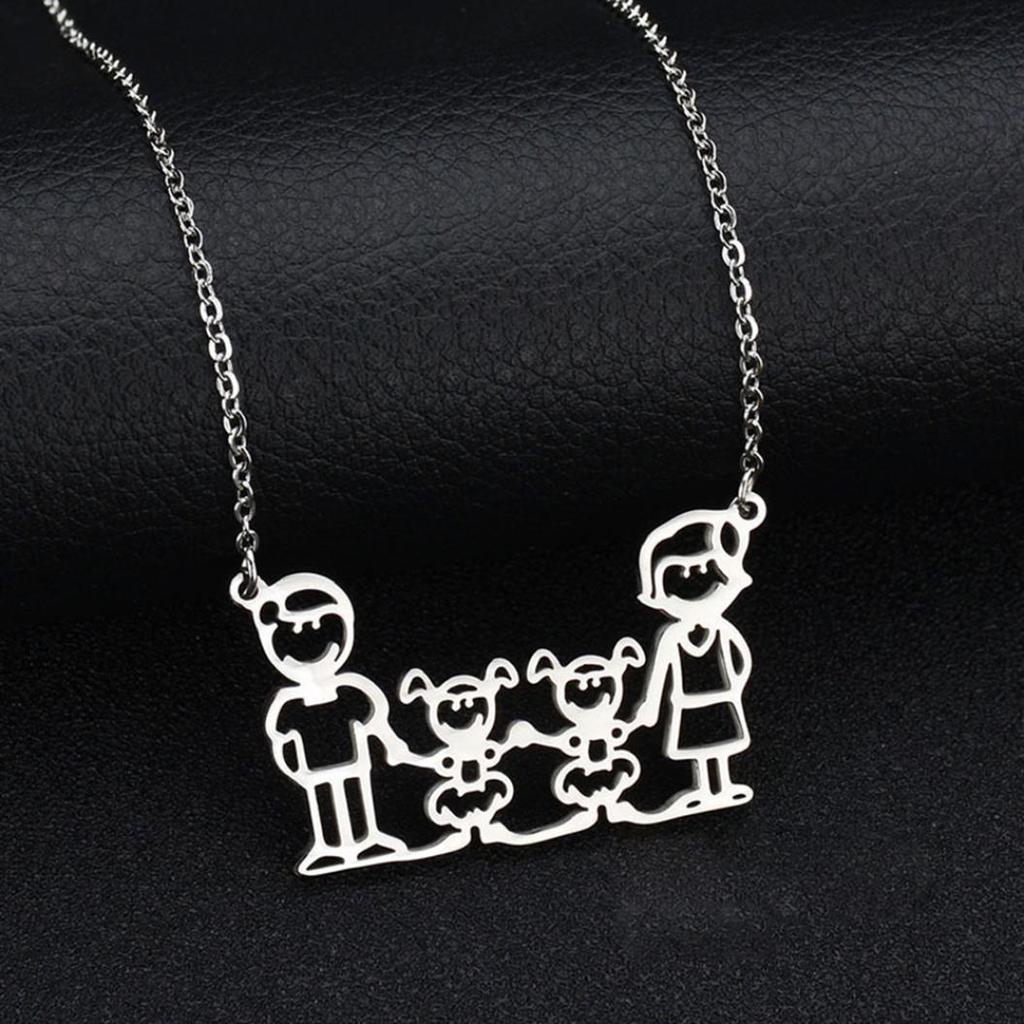 Stainless Steel Pendant Kids Parent With Pet Necklace Jewelry Gifts For Mom Dad Stainless Steel Pendant Kids Parent With Pet Necklace Jewelry Gifts For Mom Dad