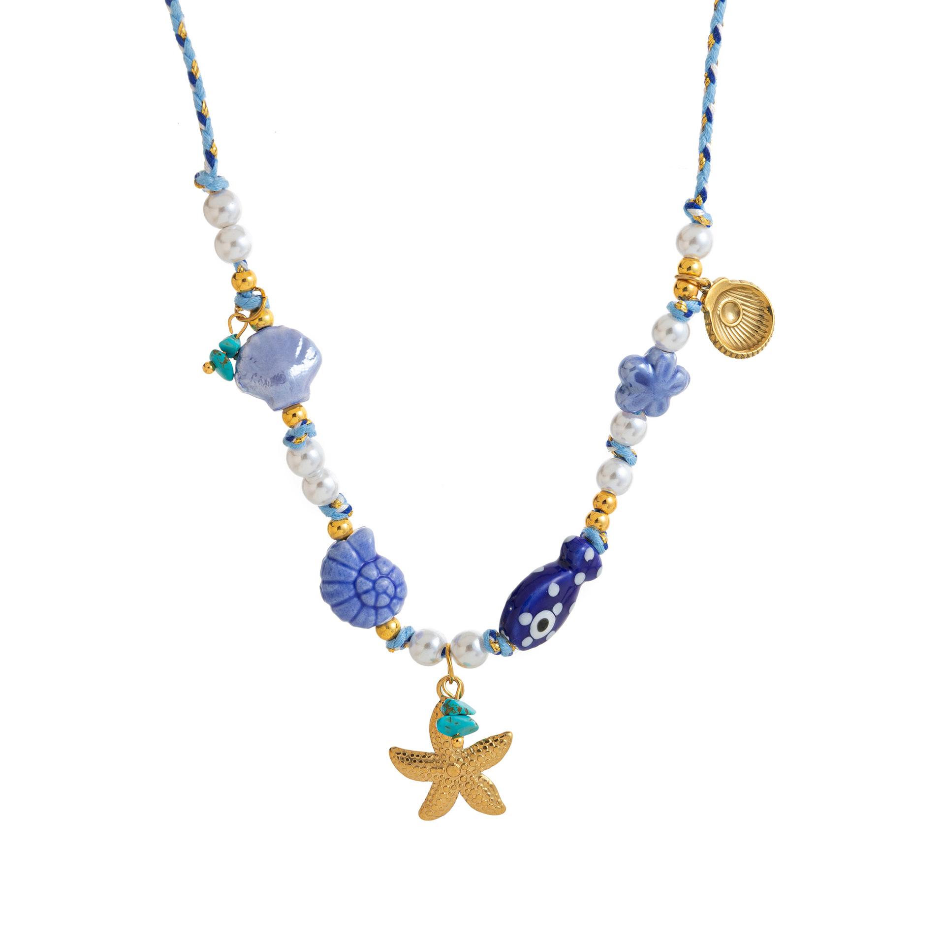 Starfish Pendant, Small Fish Necklace, Lock Buckle, Niche Pendant Necklace, Collarbone Chain, Electroplated 18K Gold.
