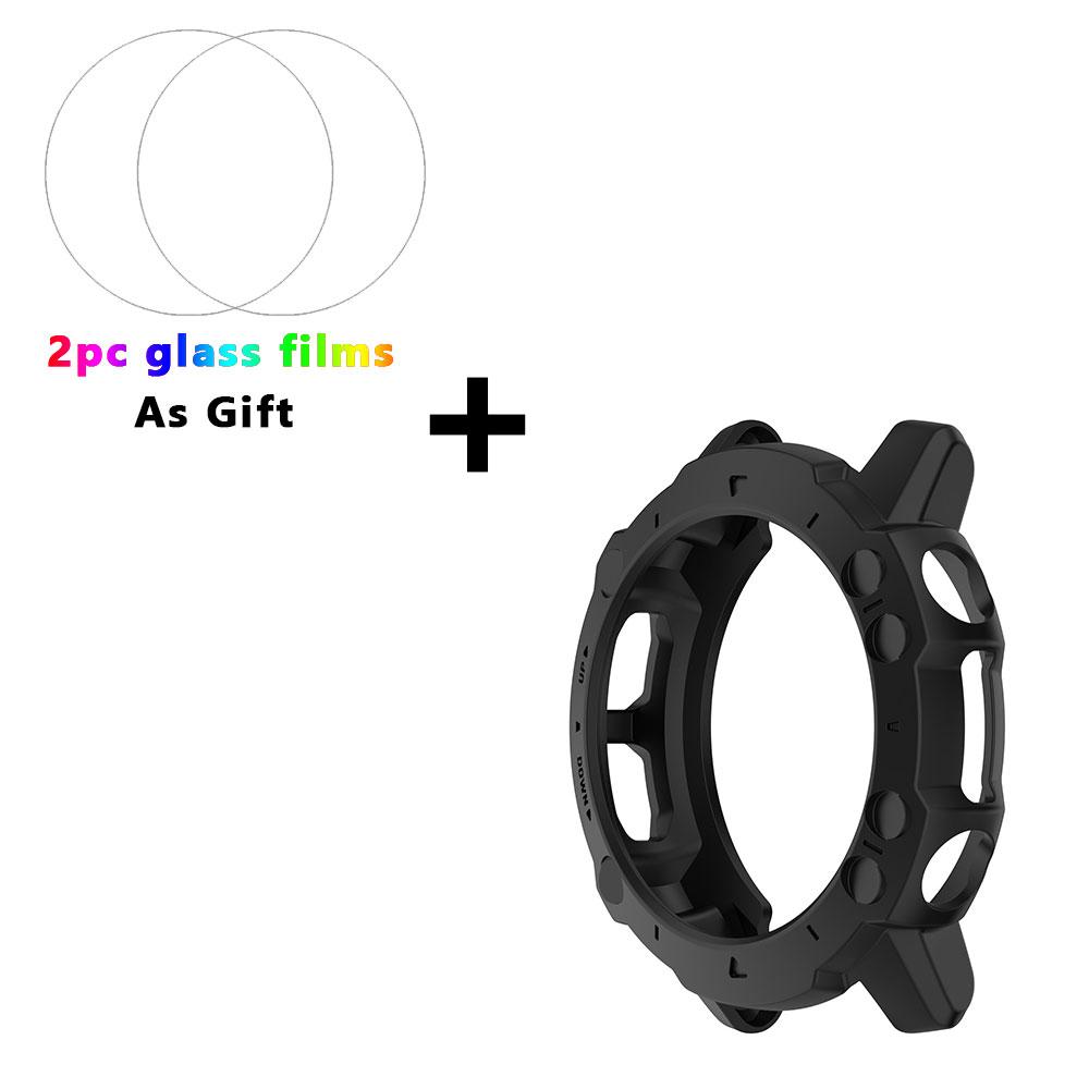 2-I-1 Deksel + Herdet Glass Film For Huami Amazfit Falcon TPU PC Skjermbeskytter & Støtfanger Beskyttelsesdeksel For Amazfit Falcon